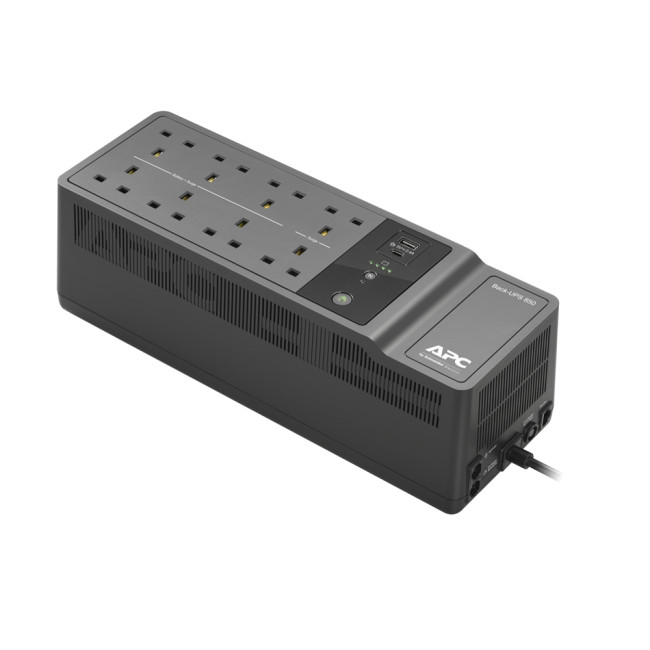 APC Back-UPS BE850G2-UK - 8x BS 1363 outlets, 850VA, 2 USB chargers, 1 USB data port