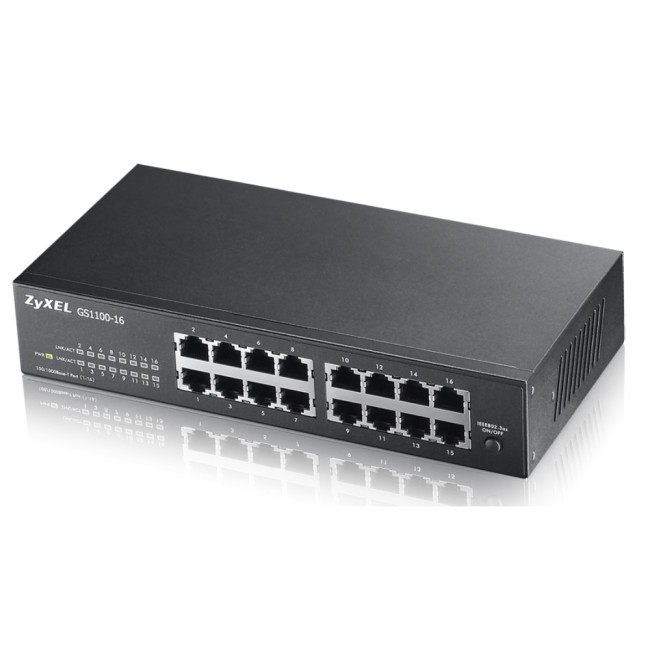 Zyxel GS1100-16-GB0103F 32 Gbit/s Rack Mountable Unmanaged 16 x Gigabit Ethernet RJ45 Network Switch
