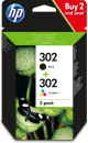 HP 302  Black/Tri-color Original Pigment Based Ink Cartridge Standard Yield