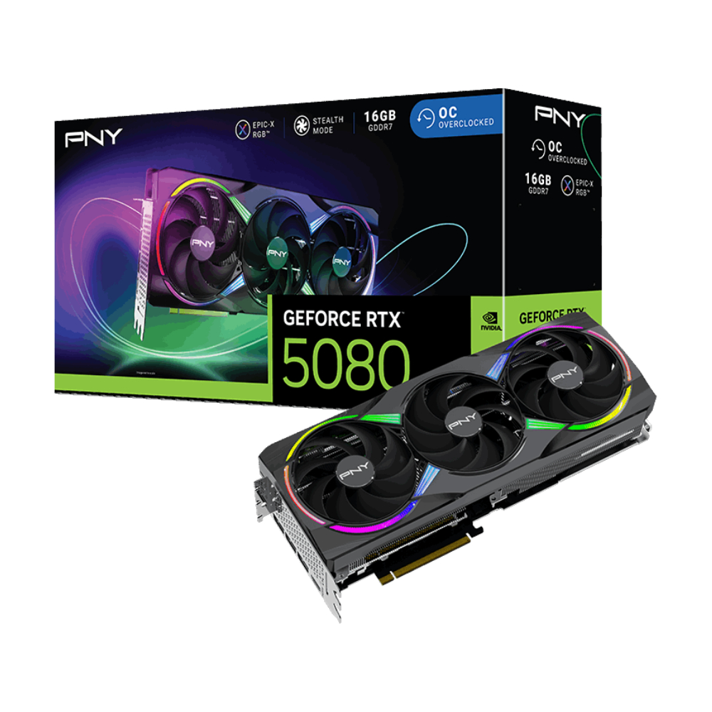 PNY  GeForce RTX 5080 ARGB EPIC-X RGB 16GB OC Gaming Graphics Card