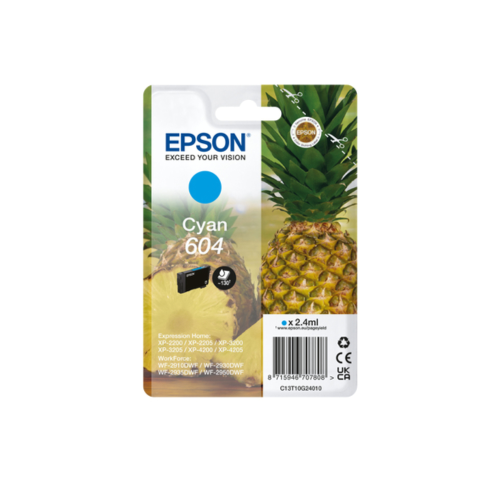 Genuine Epson Pineapple 604 Cyan Ink Cartridge T10G2 C13T10G24010, Vacuum Sealed - Image 9