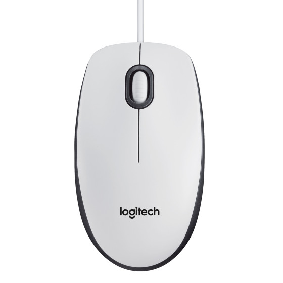 Logitech M100 Mouse USB Type-A Optical 1000 DPI Res, Ambidextrous - White
