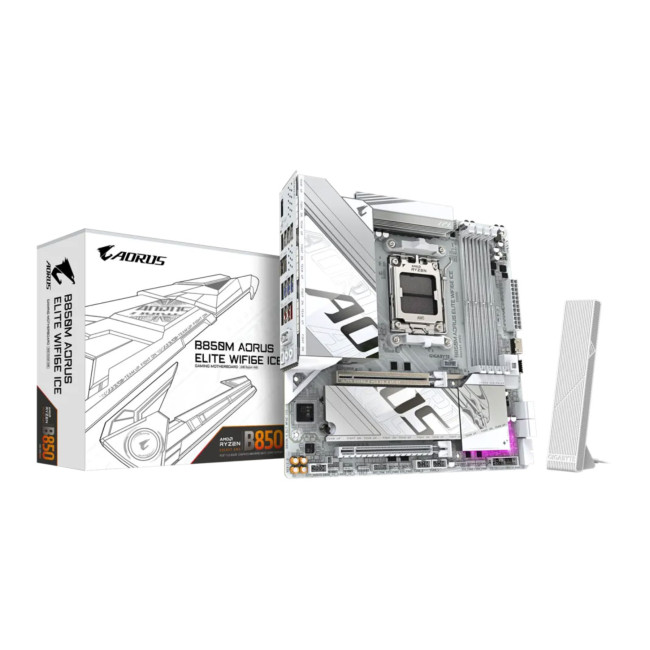 GIGABYTE B850M AORUS ELITE WiFi6E ICE Micro ATX AMD Socket AM5 Motherboard