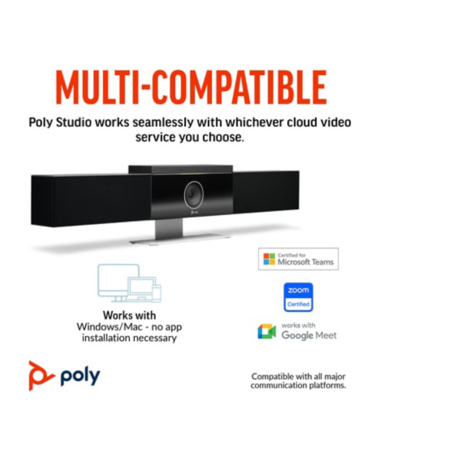 Poly Studio 5x Zoom USB Video Bar Black - 842D4AA