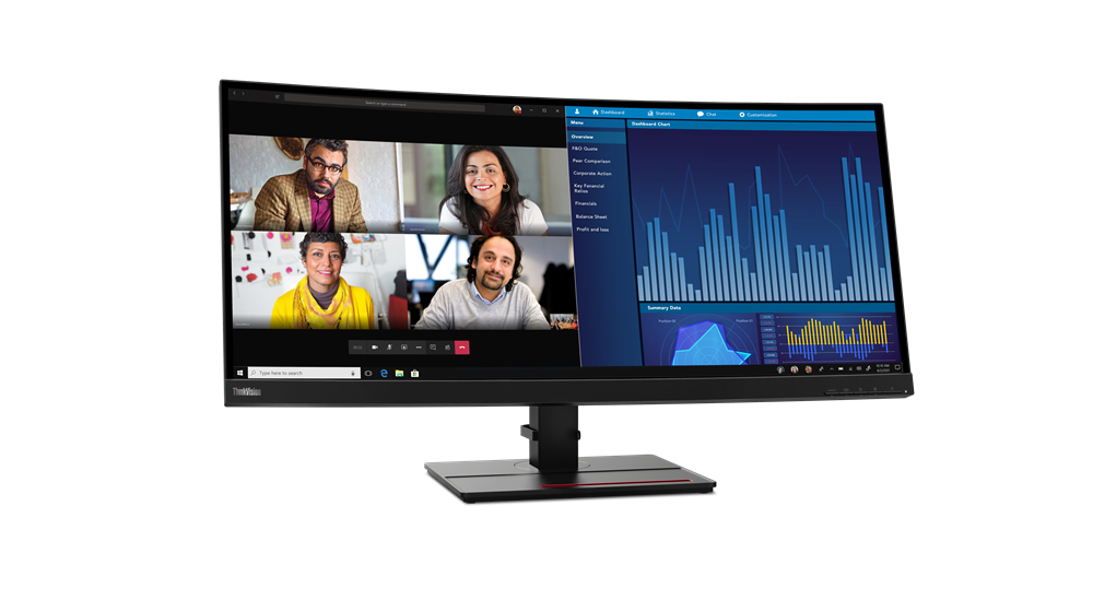 Refurbished Lenovo ThinkVision P34w-20 34.1 inch 3440 x 1440 Wide Quad HD IPS LED Curved Monitor