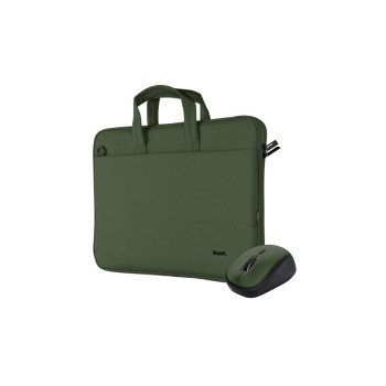 Trust Bologna Laptop Briefcase Bag And Mouse Set - Green