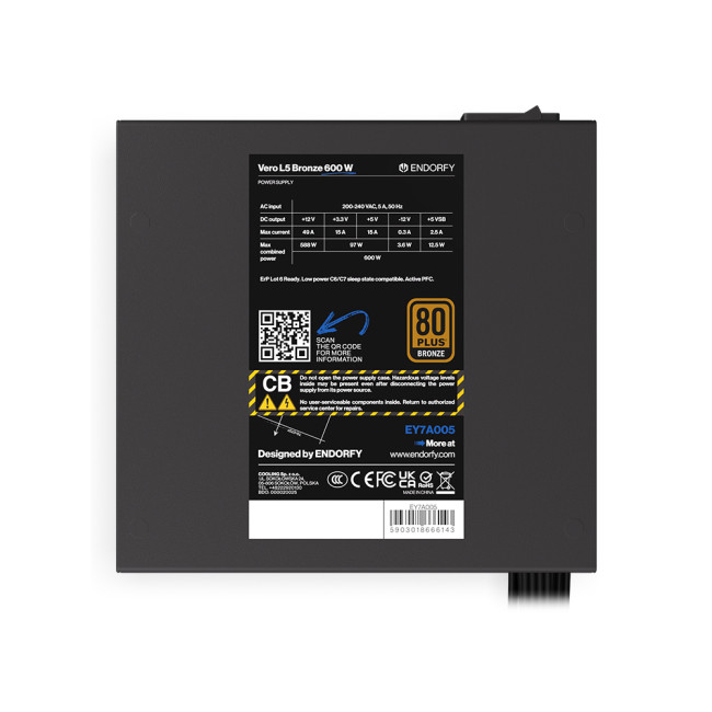 Endorfy Vero L5 600W 80+ Bronze ATX PSU Power Supply