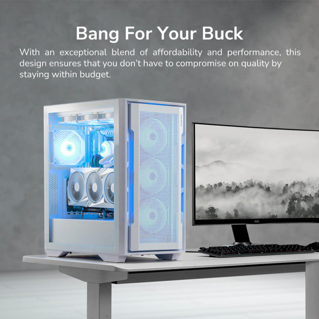 Cougar Uniface White ATX Micro ATX Tempared Glass White PC Case