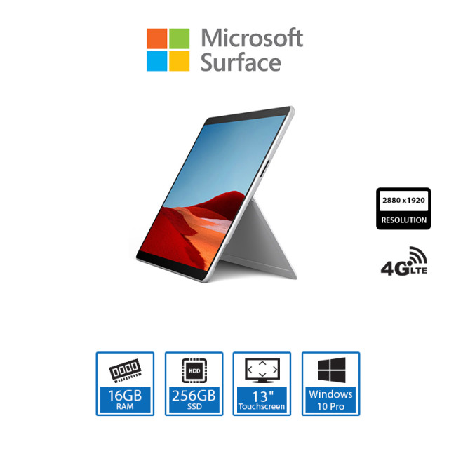 Microsoft Surface Pro X SQ2 16GB RAM 256GB SSD 13 inch Wi-Fi Tablet - Platinum