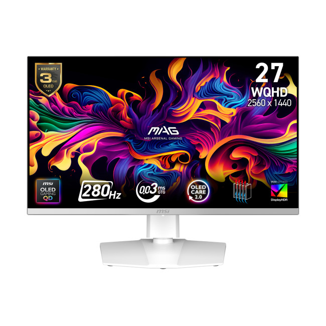 MSI MAG 272QPW QD-OLED X28 27" QHD QD-OLED 280Hz 0.03ms Gaming Monitor - White
