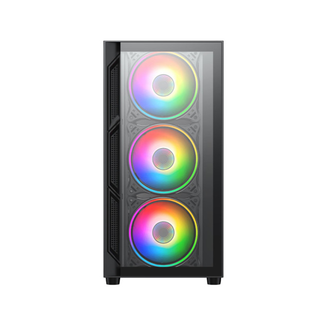 Vida Lucid Micro-ATX Tower Tempered Glass Gaming PC Case - Black