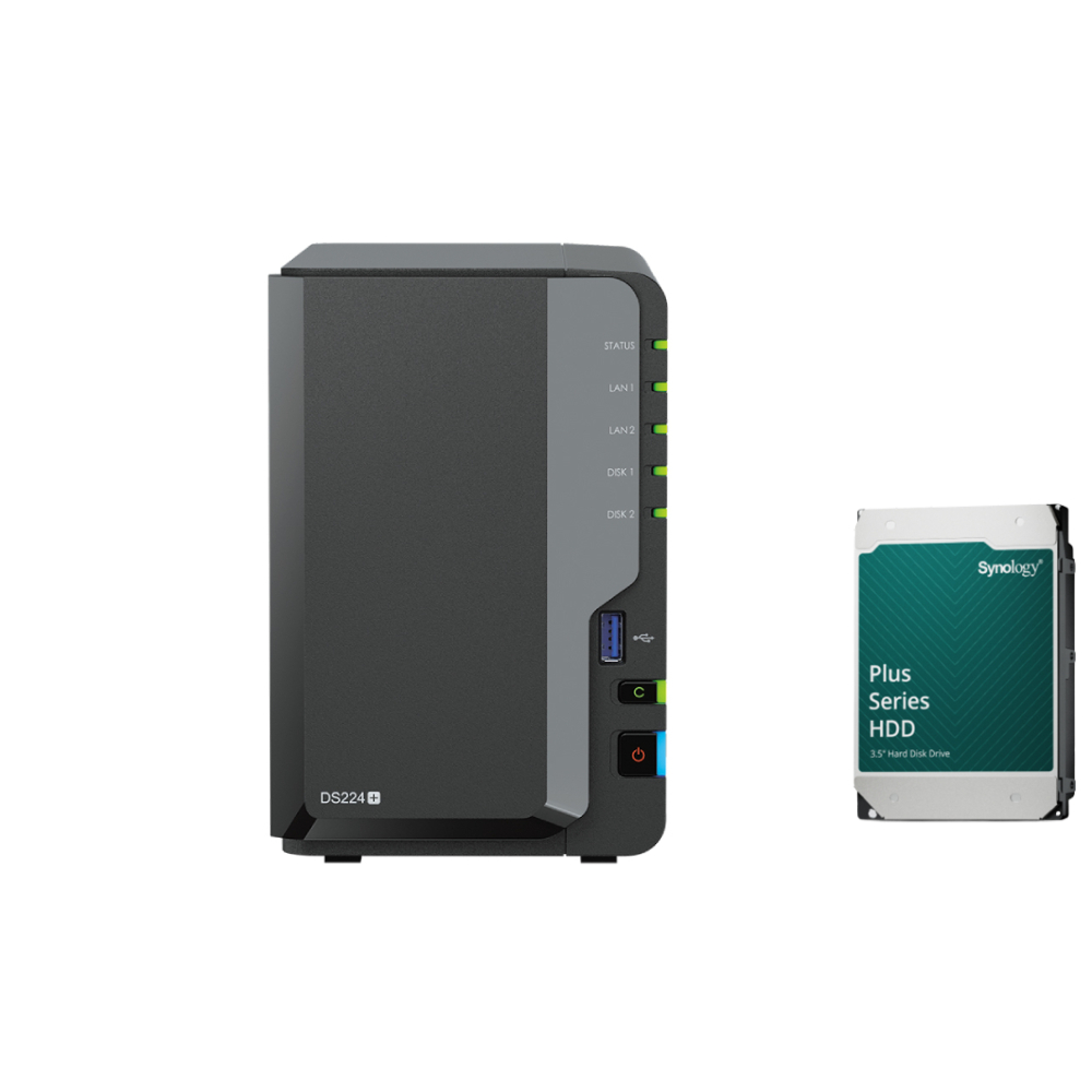 Synology DS224+ 2-Bay NAS Enclosure (2GB RAM) - 4TB HDD