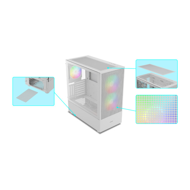 Gamdias TALOS M3 MESH Tempered Glass Mid Tower Gaming PC Case - White