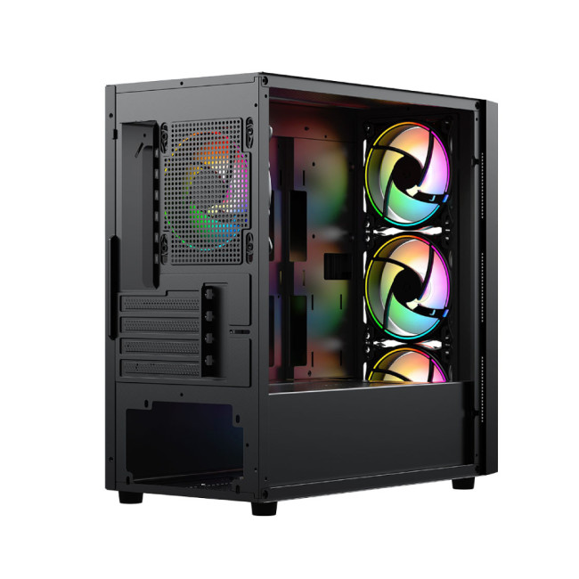 Vida Lucid Micro-ATX Tower Tempered Glass Gaming PC Case - Black