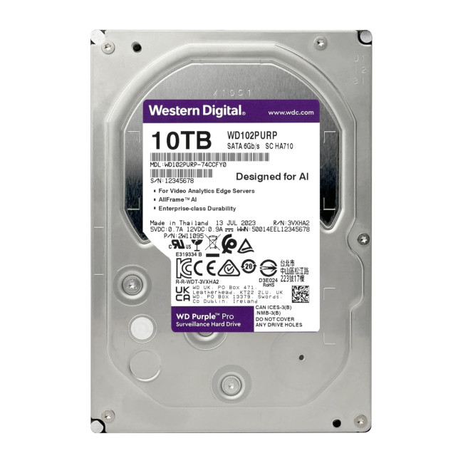 Western Digital Purple Pro 10 TB 3.5" SATA III 7200 RPM Internal NAS Hard Drive