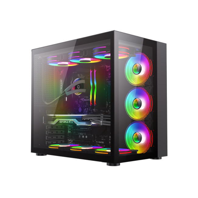 GameMax Infinity ATX RGB Tempered Glass Mid Tower Gaming PC Case - Black