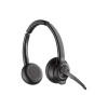 Poly Savi 8220 UC Stereo Wireless Binaural Headset - 180 m Wireless Range - Black