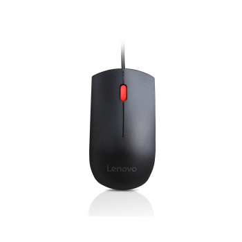 Lenovo Essential 3-Buttons Wheel Scrolling Ambidextrous Optical Tracking Wired Mouse - Black