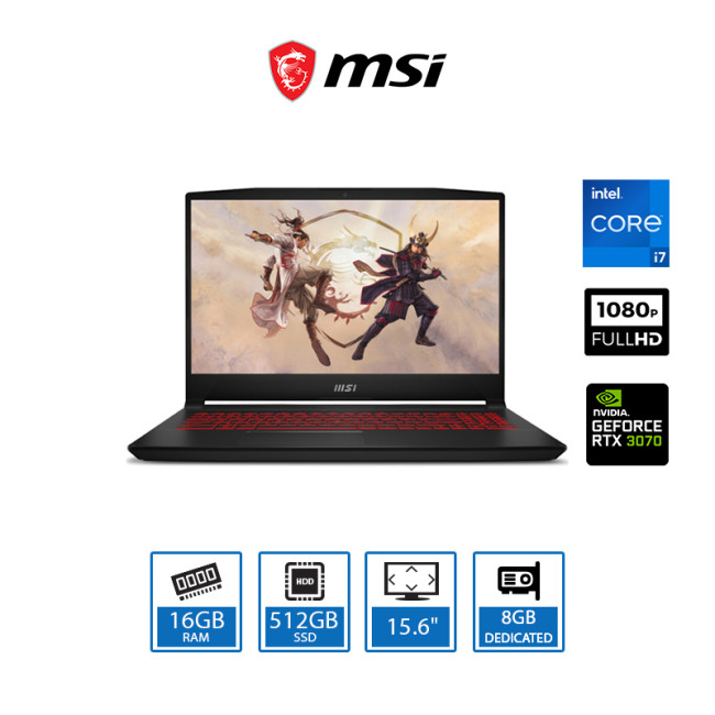 MSI Katana GF66 15.6" FHD Gaming Laptop Intel Core i7-11800H 16GB 512GB NVIDIA GeForce RTX 3070 Max-Q 8GB GDDR6 Graphics Win 10 - 9S7-158112-087