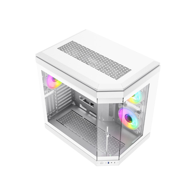 GameMax Hype ATX RGB Tempered Glass Mid Tower Gaming PC Case - White