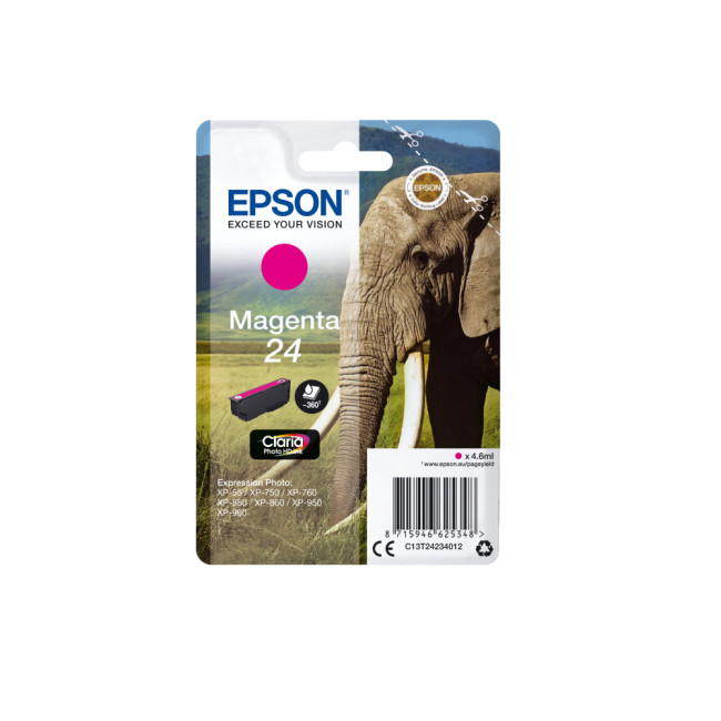 Epson C13T24234012 24 Magenta Ink Cartridge 360 Pages