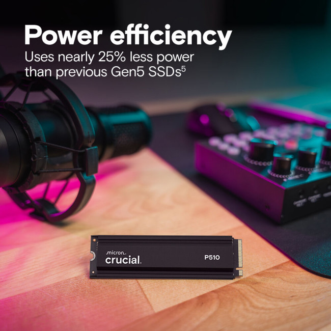 Crucial P510 1TB M.2 2280 NVMe PCIe 5.0 SSD with heatsink