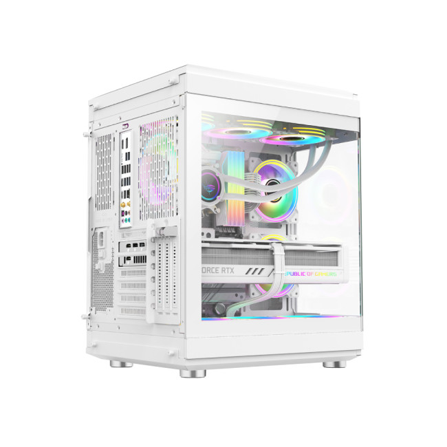 GameMax Hype ATX RGB Tempered Glass Mid Tower Gaming PC Case - White