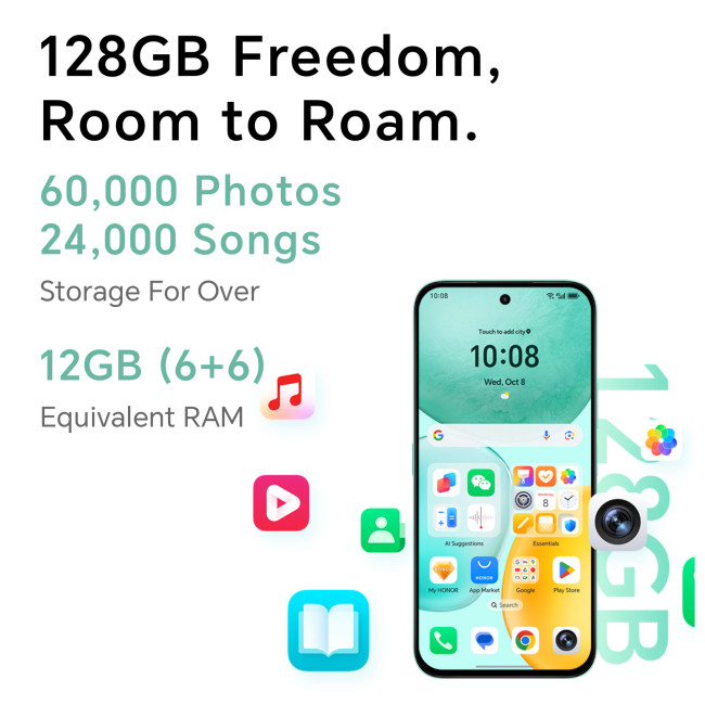 HONOR X6c MediaTek Helio G81 Ultra 6.61" 6GB RAM 128GB Storage Smartphone - Ocean Cyan