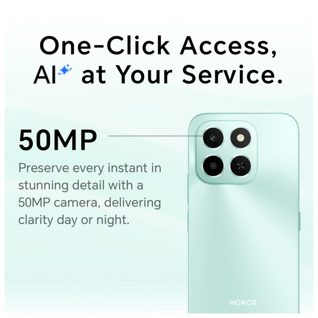 HONOR X6c MediaTek Helio G81 Ultra 6.61" 6GB RAM 128GB Storage Smartphone - Ocean Cyan