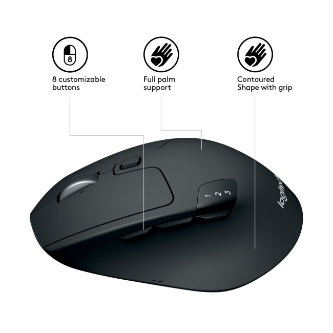 Logitech M720 Triathlon Wireless Right-hand Mouse Black - 910-004791