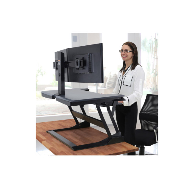 Ergotron WorkFit-T Standing Desk Workstation (black with grey surface)