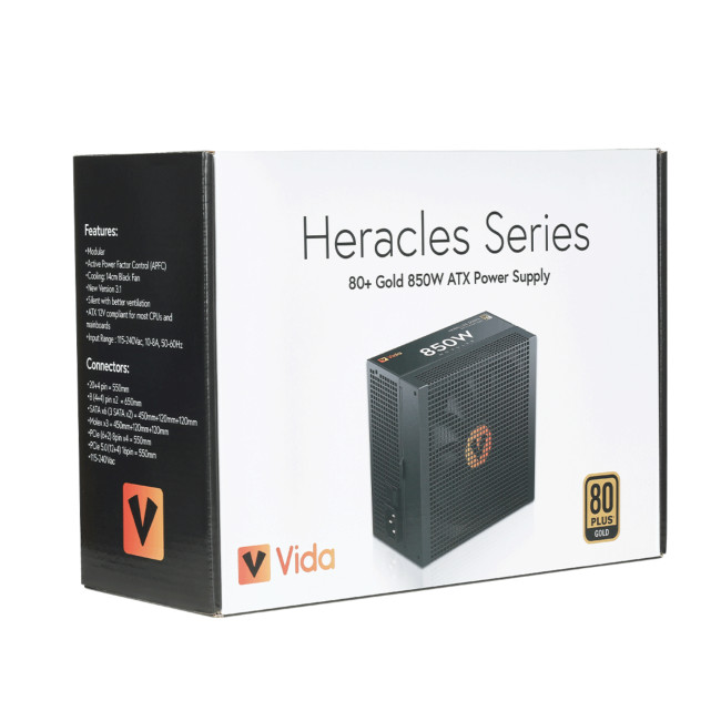 Vida Heracles 850W ATX 3.1 80 Plus Gold Fully Modular PSU Power Supply - Black