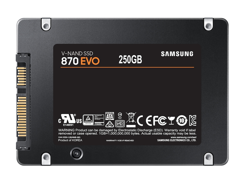 Samsung 870 EVO 250GB 2.5"  560 MB/s SATA 6 Gbps Serial ATA III Solid State Drive (SSD)