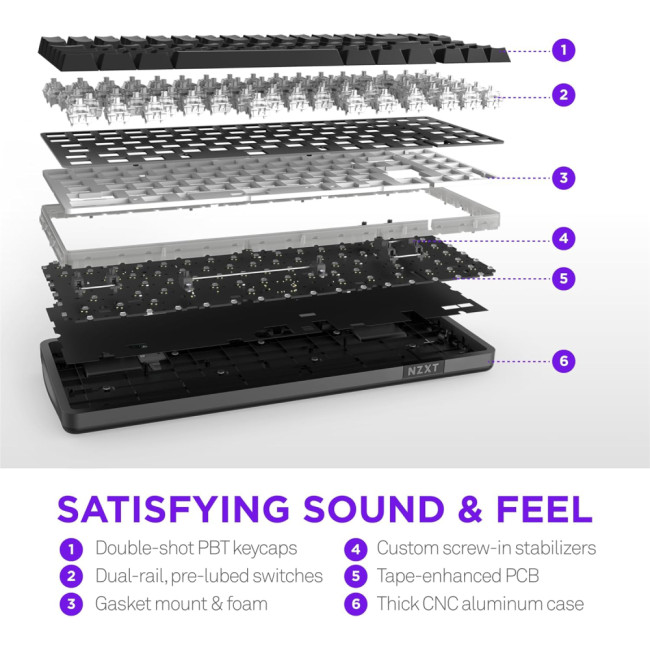 NZXT Function Elite MiniTKL Magnetic Switches Wired RGB Gaming Keyboard - Black