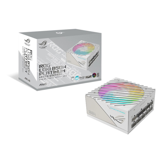 ASUS ROG Loki SFX-L 850W Platinum White Power Supply Unit 24-Pin ATX Aura Sync RGB Lighting PCIe 5.0 - 90YE00N2-B0NA00