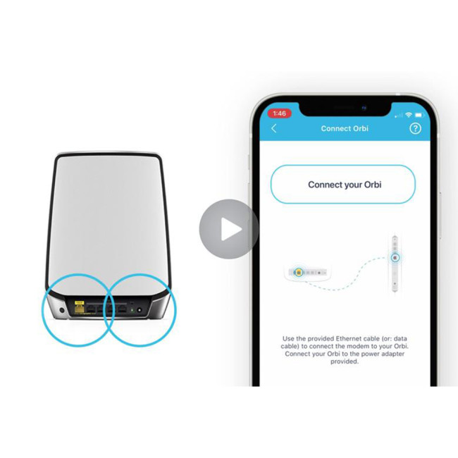 Netgear Orbi 850 AX6000 Tri-band WiFi 6 Mesh System 2 Satellites 6Gbps Router