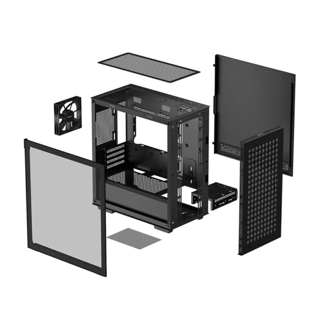 DeepCool CH370 Tempered Glass MicroATX Gaming PC Case with 1 x Fan - Black