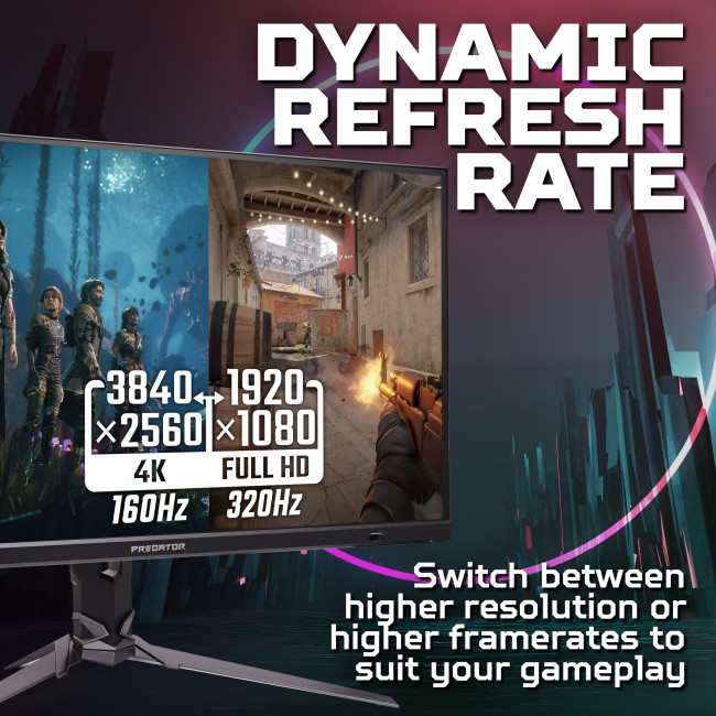 Acer Predator XB323QKV4 32" Dual Frame UHD 4K 160Hz / 320Hz FHD FreeSync Premium Gaming Monitor