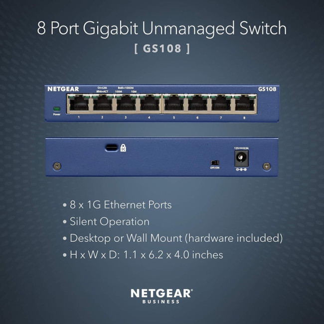 Netgear ProSafe 8-Port Unmanaged Gigabit Ethernet Metal Desktop Switch