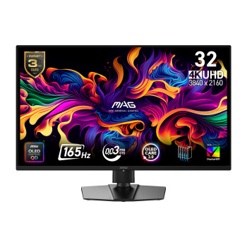 MSI MAG 322UP QD-OLED E16 31.5" 4K Ultra HD OLED 165Hz 0.03ms USB-C FreeSync Height Adjustable Gaming Monitor
