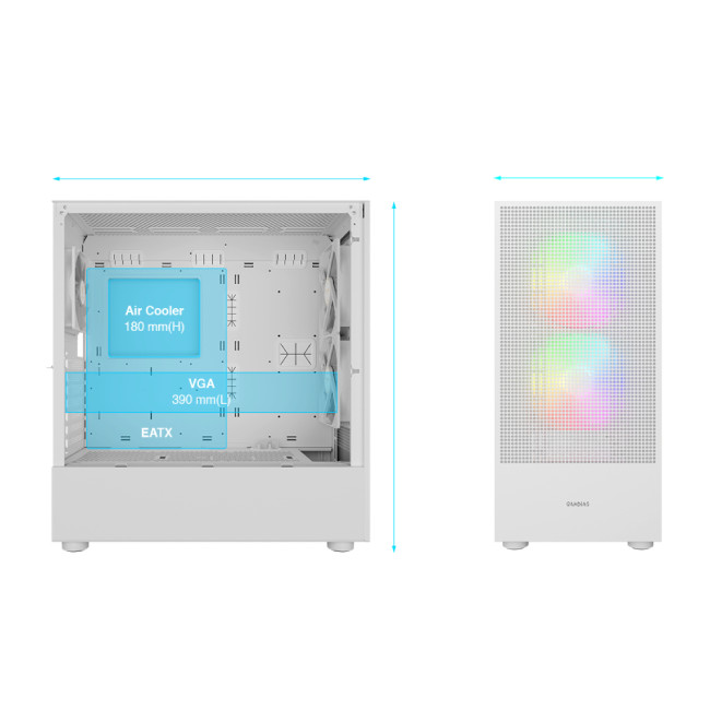 Gamdias TALOS M3 MESH Tempered Glass Mid Tower Gaming PC Case - White