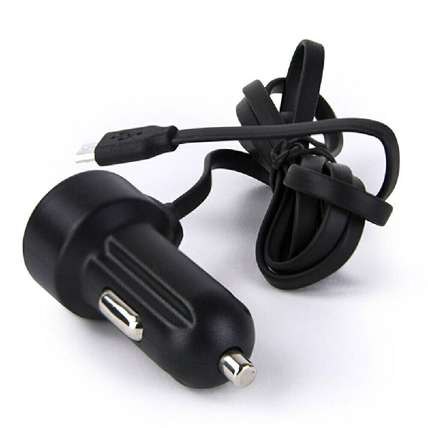 Gecko GG930001 Car Charger With Micro USB Flat Cable 1.2m 2.4AMP - Black