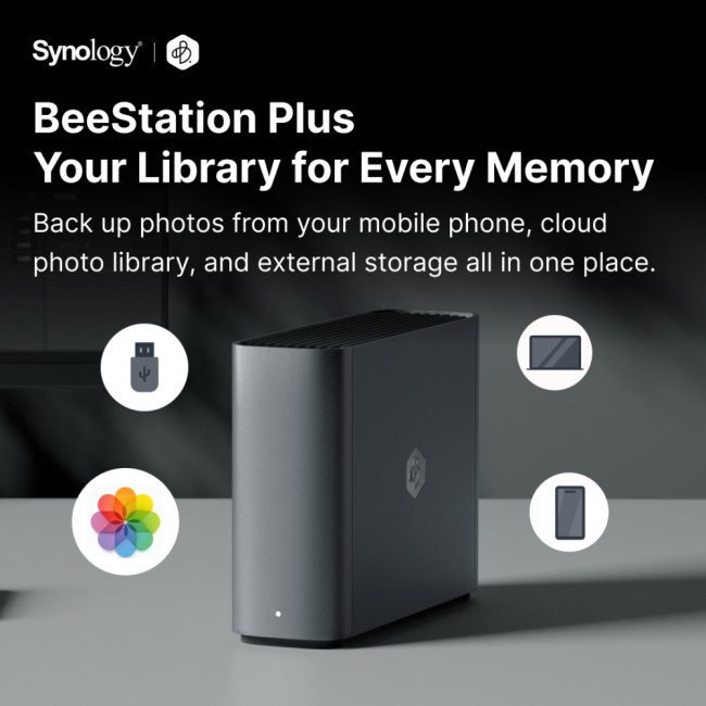 Synology BeeStation Plus 4GB RAM 8TB HDD Personal Cloud NAS Desktop Storage