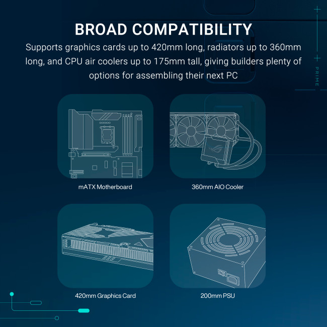 ASUS Prime AP202 ARGB Tempered Glass Micro ATX Gaming Case - Black