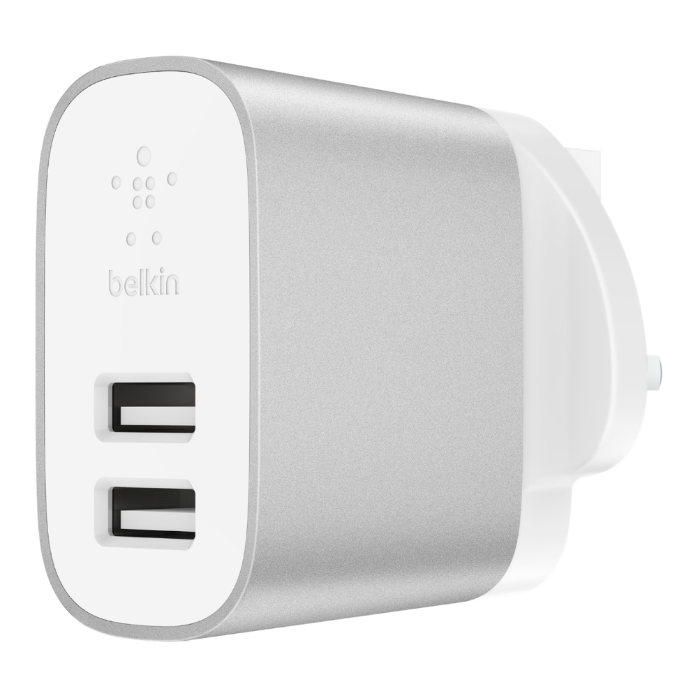 Belkin Chargeur secteur à 2 ports BOOST↑CHARGE™ avec câble Lightning vers USB S9+ et autres iPhone XR Samsung Note9 S9 Chargeur multiport USB de 24 W pour iPhone XS iPhone XS Max 