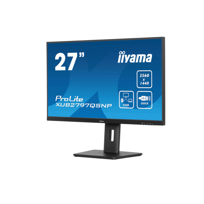 iiyama Prolite XUB2797QSNP-B1 27" IPS QHD USB-C 96W RJ45 Height Adjustable Docking Monitor