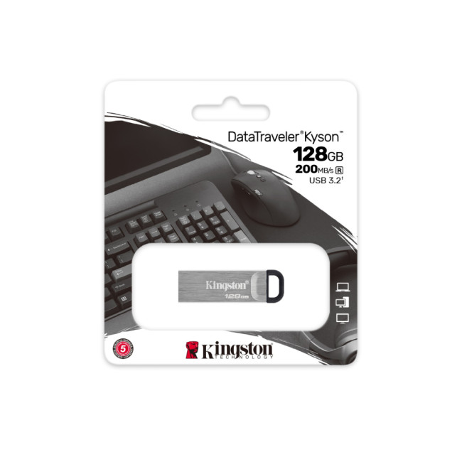 USB Stick Kingston Technology DataTraveler Kyson USB Flash Drive 128GB USB Type-A 3.2 - Silver
