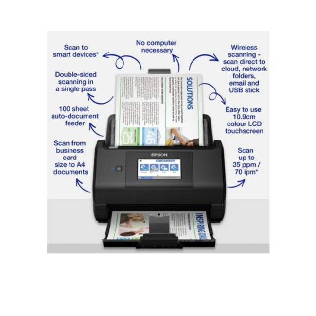Epson WorkForce ES-580W USB/Wi-Fi ADF + Sheet-fed Scanner