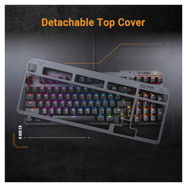 ASUS TUF GAMING K3 Gen II Optical-Mechanical Compact Gaming Keyboard, 97-Key Layout, Dampening Foam, IP57, RGB Lighting