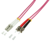 LogiLink FP4LT07 7.5m LC-ST Fibre Optic Cable OM4, Multi Mode Duplex, Pink